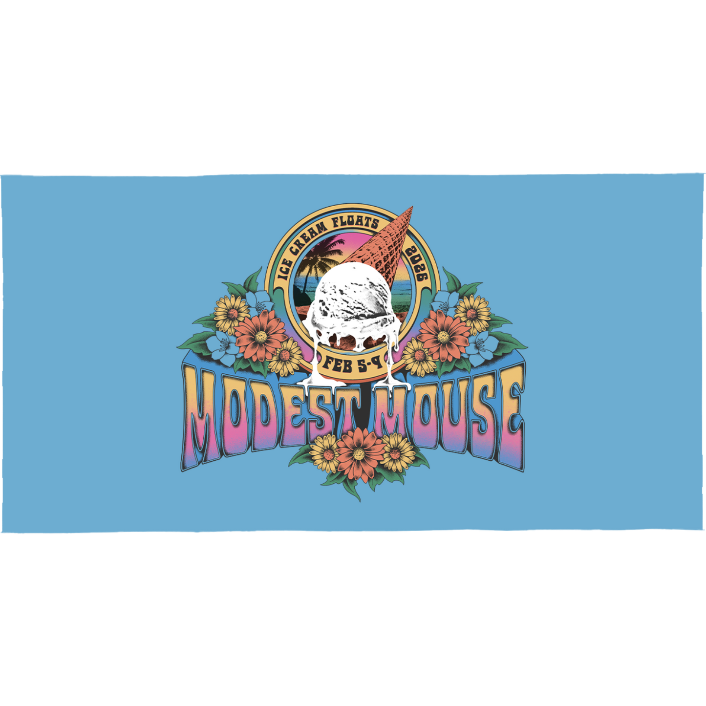Ice Cream Floats Blue Beach Towel
