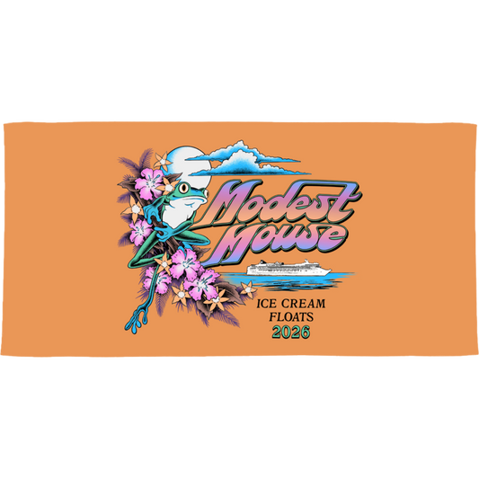 Flower Frog Orange Beach Towel