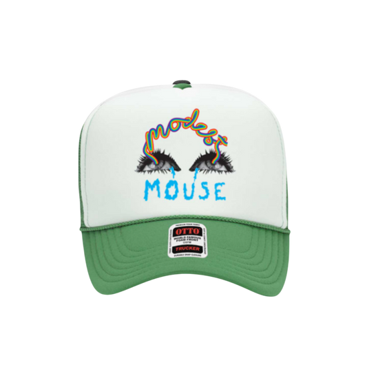 Rainbow Eyes Embroidered Green Foam Trucker