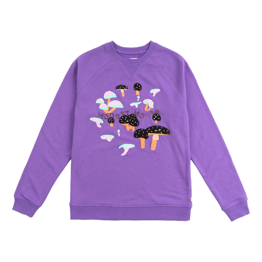 Mushroom Pattern Crewneck Purple